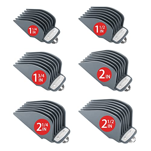 Yinke Premium Large Clipper Guards Cutting Guides for Wahl with Metal Clip of Model 1.25 in & 1.5 in & 1.75 in & 2 in & 2.25 in & 2.5 in, Fits Most Full Size Wahl Clippers (Gray-6PCS)