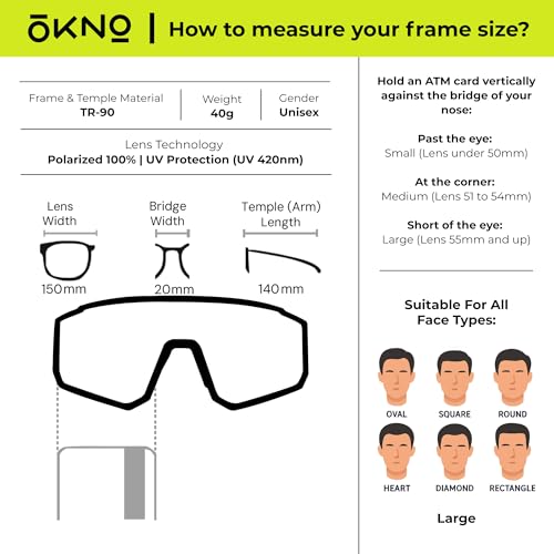 Image of Eyewearlabs OKNO | Polarized Sports Over-Sized Unilens Wrap-Around Branded Stylish Sunglasses For Men & Women | 100% UV Protection Shades | Cricket Sports Cycling Driving Trekking & More | TRBL