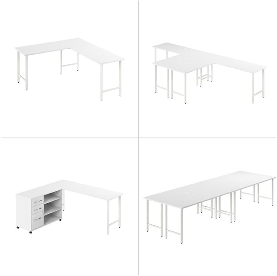 Bush Business Furniture Hustle 72W x 24D Computer Desk with Metal Legs in White/White, Modular Office Table for Home and Professional Workspace