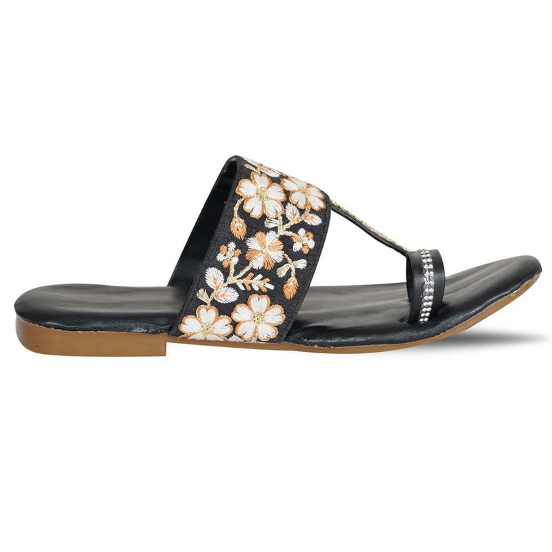Image of DFR Flip Flops for Women Daily Use Comfortable Ethnic Embroidered Girls Slippers flipflops chappals