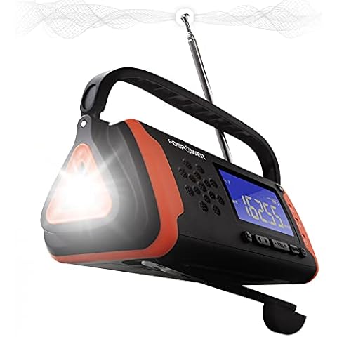 FosPower 4000mAh NOAA Emergency Weather Radio (Model D2) Portable Power Bank with Solar Charging, Hand Crank & Battery Operated, LCD Display, SOS Alarm, AM/FM & LED Flashlight for Outdoor Emergency Cover