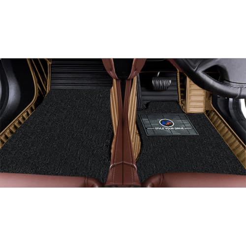 Image of Autofurnish Combination 9D Car Mat Full Set for Mahindra XUV700 (6 Seater) 2024 || Luxury Leather Dual-Stitch Full Set 9D Car Floor Mat || 100% Waterproof || Color : Black FR-Chamois