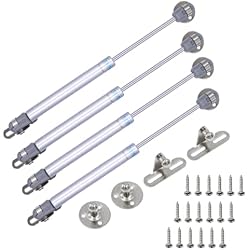 4 piezas Pistones a Gas Muebles Cocina Pistones Hidraulicos Muebles Cocina Amortiguador Bisagra para Puertas Ventanas Armario con Tornillos (150N / 15kg 270mm)