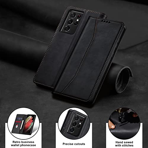 Image of Jasonyu Flip Wallet Case for Samsung Galaxy S21 Ultra 5G,Black
