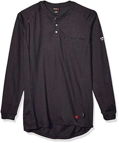 Ariat Men's Flame Resistant Air Long SleeveHenley Shirt, black, XL R