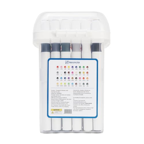 Image of Neomate Alcohol Markers Set | Double-Tipped Chisel & Fine Alcohol-Based Marker | 36 Vibrant Colors for Art, Illustration, and Coloring | Ergonomic Design for Comfortable Grip, Assorted