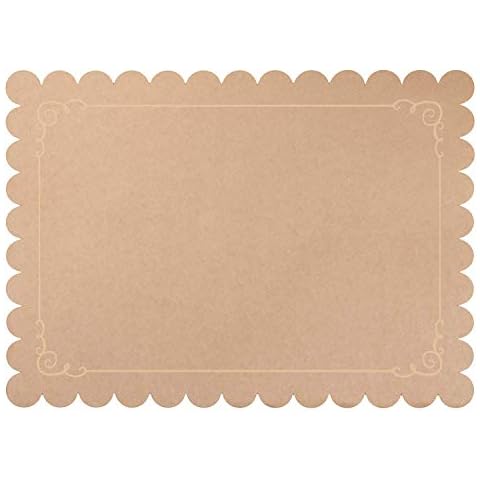 100 Pack Scalloped Kraft Paper Placemats Cover