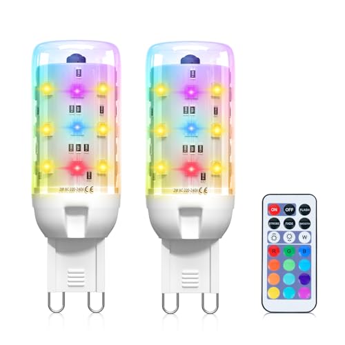 BrightWish Lampadina LED Cambia Colore, Lampadina G9 LED 2W Dimmabile con Telecomando IR