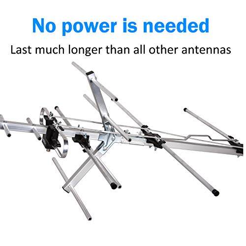 [Newest 2020] Five Star Yagi Satellite HD TV Antenna up to 200 Mile Range, Attic or Roof Mount TV Antenna, Long Range Digital OTA Antenna for 4K 1080P Supports 4 TVs Installation Kit & Mounting Pole