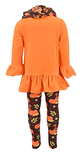Unique Baby Girls Kids Toddler 3pc Outfit Set Long Sleeve Ruffled Hemline Tunic Top Leggings and Scarf4