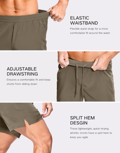 Image of GGJ Men's Lightweight Athletic Shorts with 2 Zipper Pockets 7 inch /9 inch /5 inch Gym Workout Running Quick Dry Tennis Shorts for Men