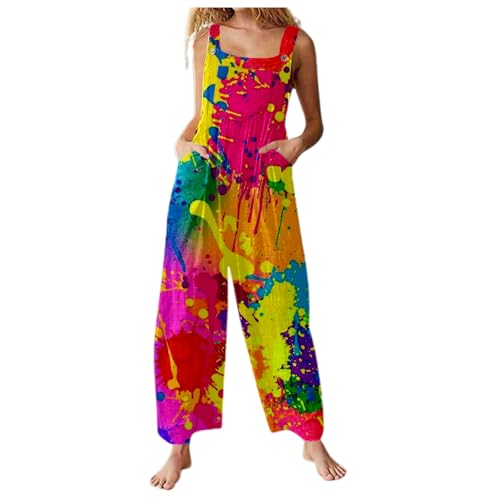 Mono de carnaval informal con bolsillo impreso y pantalones de fiesta holgados