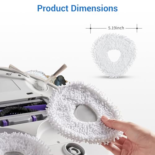 BUXEBUX 6 Pcs Replacement Mop Pads Compatible with for Narwal Freo, Narwal Freo X Ultra, Narwal Freo Z Ultra, Narwal Freo Z 10 Robot Vacuum Cleaner, Washable and Reusable Mop Pads White