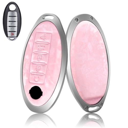 EnerCharge Silk Key Fob Cover Fit for Nissan,Zinc Alloy Border