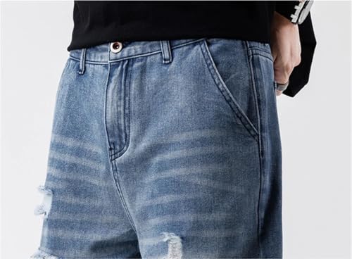 Men Vintage Jeans Street Ripped Hip Hop Hole Trousers Casual Straight Denim Pants4