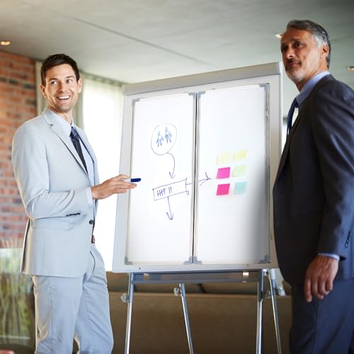 Image of AmazingSpark 36 inch x 24 inch Foldable Whiteboard Dry Erase Board Large Tri Folding Whiteboard Magnetic Dry Erase Board, Wall Aluminium Frame and Pen Tray for Office, Home