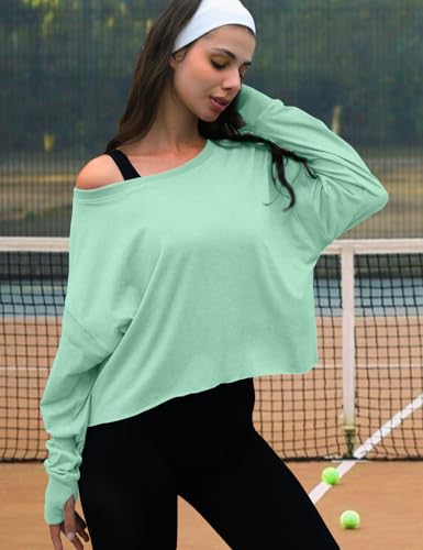 Image of UNIANKIYA Open Back Workout Tops for Women Long Sleeve Cropped Athletic Clothes Gym Running Yoga Low Impact Sports T Shirts