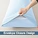 WhatsBedding Body Pillow Cover Cotton Fabric, Long Pillowcase Breathable & Skin-Friendly, Envelope Closure - Light Blue (20x54 inch)