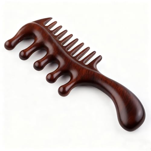 2 in 1 Wooden Comb for Scalp Massage Hair Growth, Wide & Fine Tooth Comb for Stress Relief, Gua Sha, Styling Hair, Scalp Massager Tool