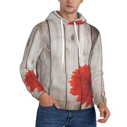 Sweat à capuche dahlia rouge pour homme en polaire chaude et confortable