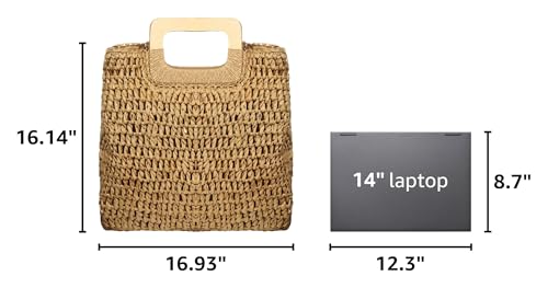 Bolso Tote de Paja para Mujer Grande Casual miniatura 3