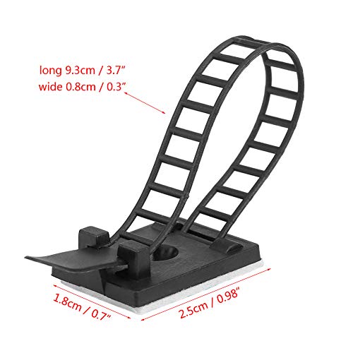 Clips para gestión de cables, abrazadera para atar cables, gestión de cables bajo mesa para un sistema discreto y eficiente de gestión de cables (Negro) miniatura 2