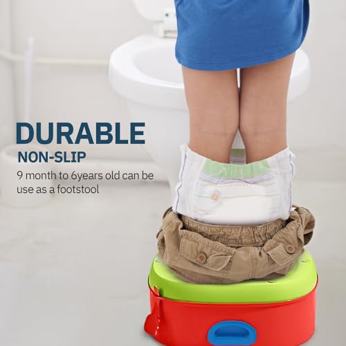 Image of Baybee 3-in-1 Baby Potty Training Seat | Comfortable & Safe Kids Potty Chair with Anti-Slip Toilet Seat, Removable Pot, Handles & Splash Guard | Potty Seat for Boys & Girls (Red)