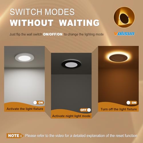 Image of VOLISUN 12 Pack 3 Inch 5CCT Recessed Light with Night Light, 500LM