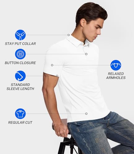 BAMBOO COOL Men's Polo Shirts Slim Fit Moisture Wicking Golf Shirts Performance Short Sleeve for Men3