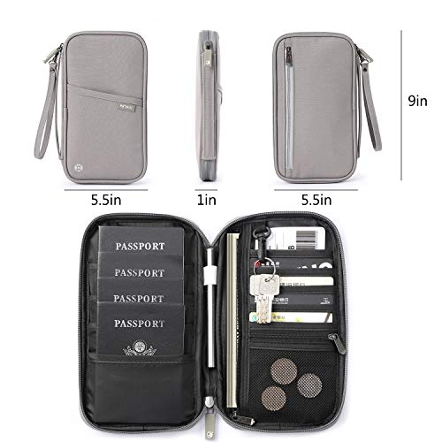 Image of VanFn RFID Travel Passport Wallet, Family Passport Holder, Trip Document Organizer P.Travel Series (Nylon - Grey)