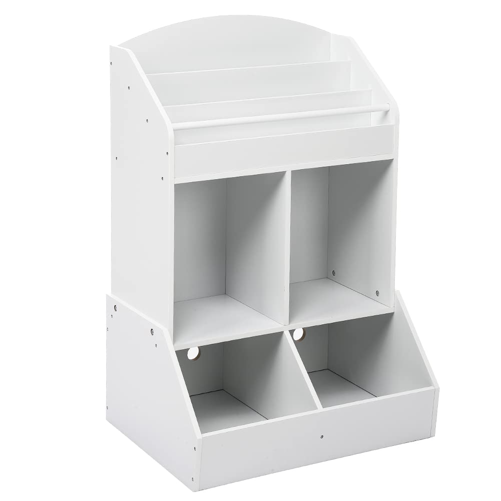 Aprafie White Fun Bookshelf, Large Storage Space, Trapezoidal Structure, Can Store Books, Small Toys, Suitable for Bedroom, Storage Room, Children's Library, Easy to Install