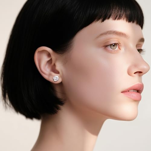 Moissanite Swirl Stud Earrings for Women Men, 925 Sterling Silver Jewelry, White Gold Plated, Anniversary Birthday Christmas Gifts3