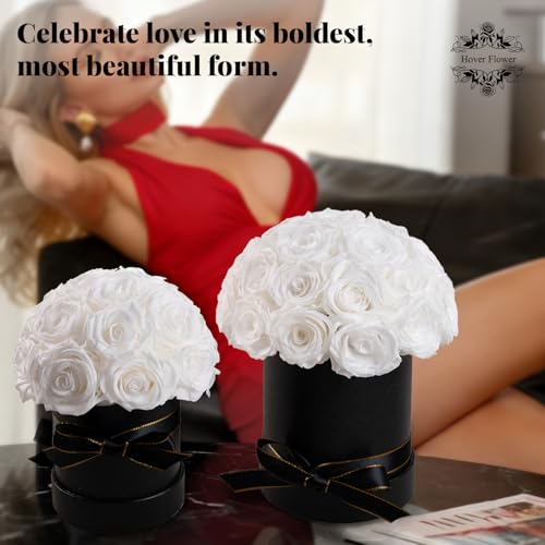27 Preserved Flowers for Delivery Prime, Roses Dome Forever Flower Decor for Party Home Table Bedroom, Anniversary, Birthday, Wedding Gifts for Women Her (White) - Image 5