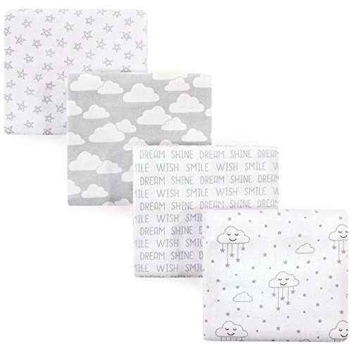 Image of Hudson Baby Unisex Baby Cotton Flannel Receiving Blankets, Gray Clouds, One Size