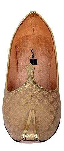 DEEUCO Men's Traditional Golden Wedding, Party and Sherwani Jutti,Mojari (8) 4