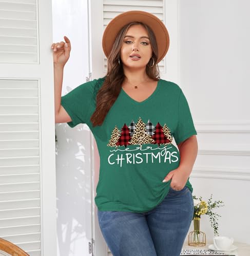 Image of ForHailey Women's Plus Size Short Sleeve Tee Shirt V Neck Basic Ladies Loose Fit T Shirt 1X-5X