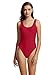 zeraca Women's Vintage High Cut Low Back One Piece Bathing Suit Swimsuit Medium Dark Red