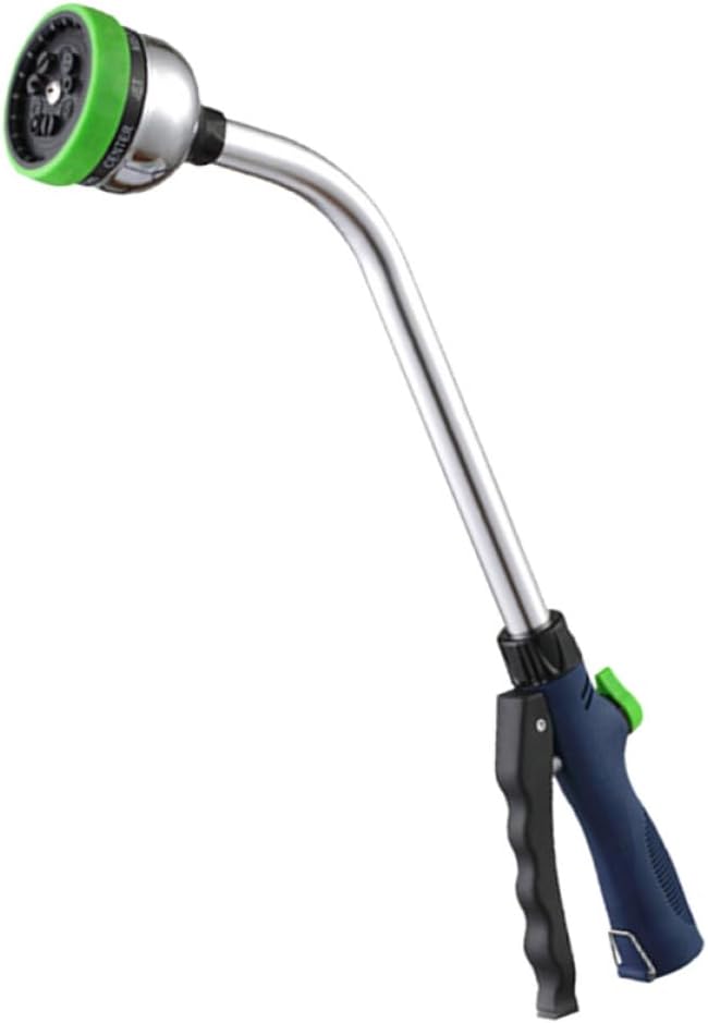 Gadpiparty 18-inch High-pressure Multi-function Water Gun with 9 Spray Patterns for Garden Irrigation and Car Washing, Metal Watering Tool with 6-thread Connector for Outdoor Use