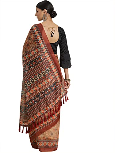 Image of Amazon Brand - Anarva Women's Kalamkari Saree With Blouse Piece