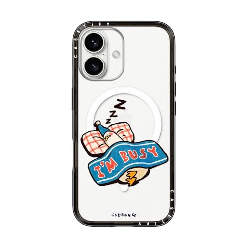 CASETiFY �R���p�N�g iPhone 16 �P�[�X [MagSafe�Ή�/���^ �y��/�ϏՌ�] - I'm so busy - �u���b�N