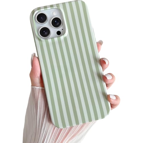 Yeddabox for iPhone 14 Pro Case Cute Striped Phone Case Soft TPU Slim Shockproof Phone Cover for Women Girls, Sage Green