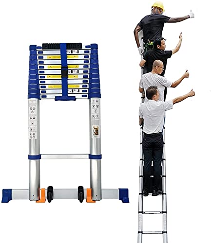 Escalera telescópica plegable de 6,6 m, de aluminio, con barra estabilizadora, capacidad de carga de 150 kg, diseño multiusos para ático y uso doméstico