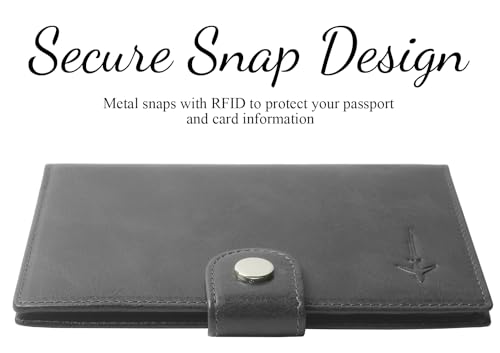Image of Genuine Leather Passport Case, RFID Passport Cover with Credit Card Holder for Women and Men Family ID Travel