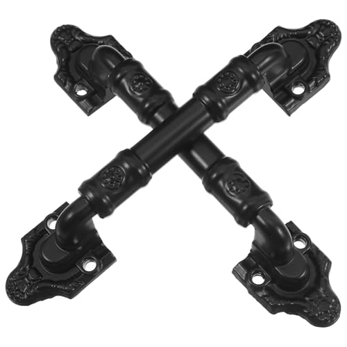 COLLBATH 2 piezas Tirador Puerta Vintage Manillas Negros para Puertas Granero Correderas Exterior Interior Diseño Ergonómico Montaje Superficial