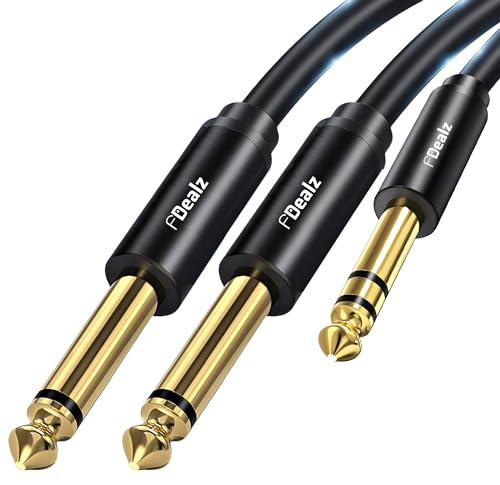 Image of [ 3 Meter ] 6.35mm Stereo to 2 Ports Mono 6.35mm Cable, 1 /4 inch TRS Stereo Y Splitter Insert Cable, Gold Plated Shell 6.35mm 1 /4 inch TRS Male to Dual 6.35mm 1 /4 inch TS Male Mono Cable
