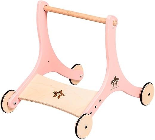 URCHAAG Wooden Baby Walker Push Toy For Boy and Girls I Walking Toy with Wheels I Eco Friendly Natural Wood Activity Walke...
