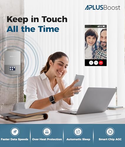 Cell PhoFne Booster for Home Up to 5000 sq ft,4G LTE 5G Cell Phone Signal Booster for Verizon, AT&T and All U.S.Carriers, Easy Installation with Built-in Antenna,HD LCD Display,FCC Approved