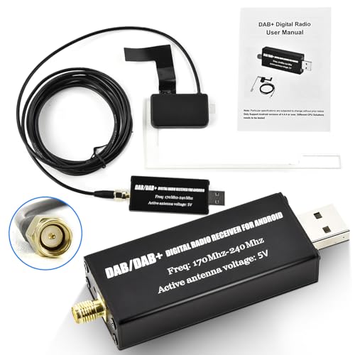VECHTEL DAB/DAB+ Auto Adattatore USB, Ricevitore Digitale con Antenna, Digitale Dab Ricevitore Sintonizzatore per Autoradio Android, Installazione Plug Play Trasmissione Stabile