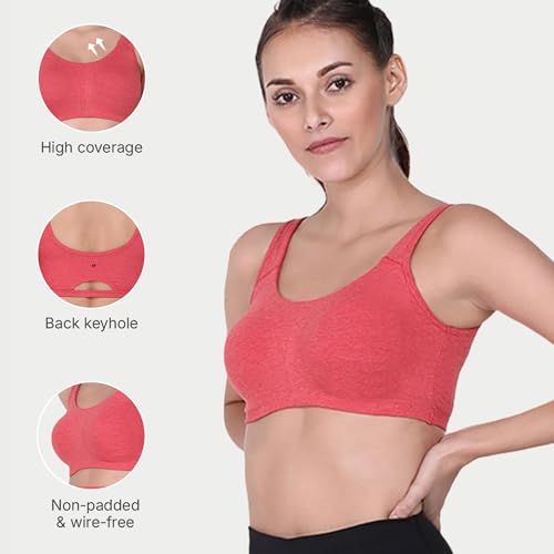 Image of Enamor Low Impact Women's Cotton Easy Everyday Bra - All Day Comfort Non Padded, Wirefree, High Coverage - SB06