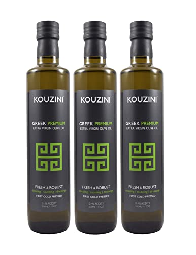 (3 Pack Premium) Kouzini Greek Premium Extra Virgin Olive Oil, Cold Pressed, Single Origin, Rich Flavor & Aroma, 500ml
